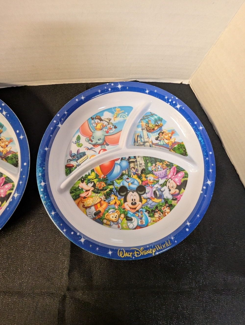 Walt Disney World Parks Souvenir Divided Plate Mickey Dumbo ~ 10" SET LOT OF 2 - Picture 3 of 11